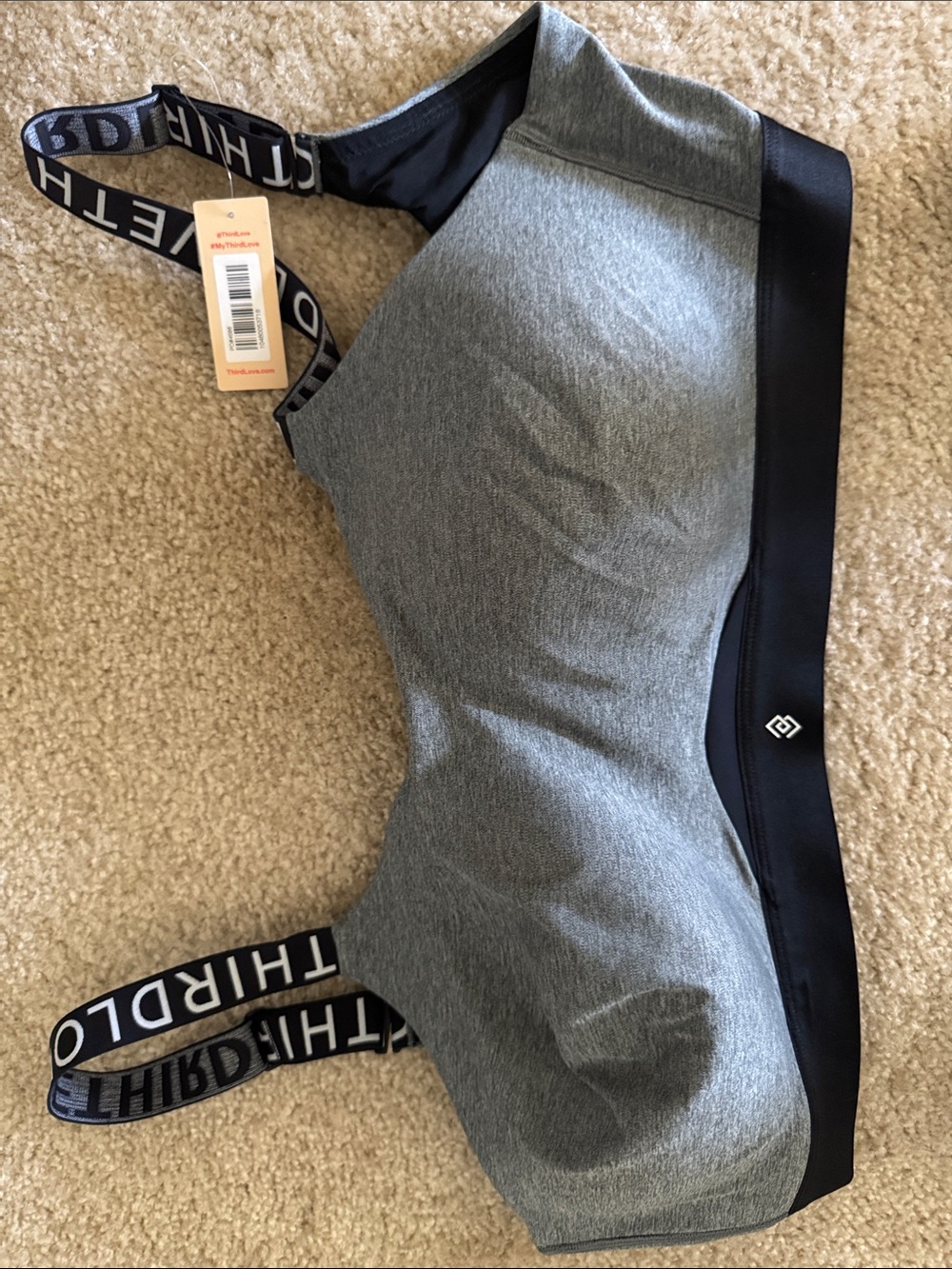 ThirdLove Gray & Black Seamless Sports Bra